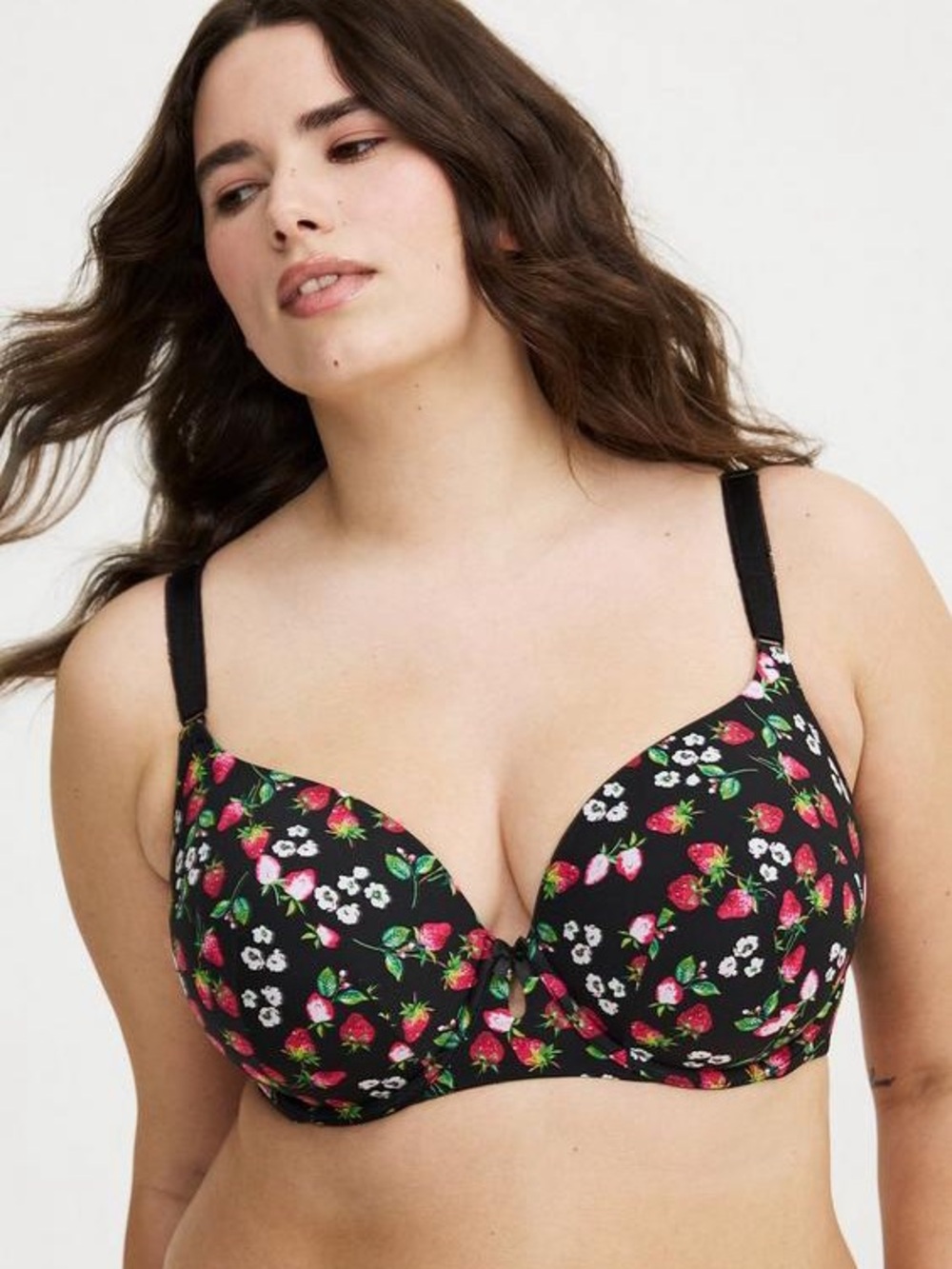 Torrid Perfect Coverage Lightly Lined Smooth Bra - strawberry bloom black - 46D